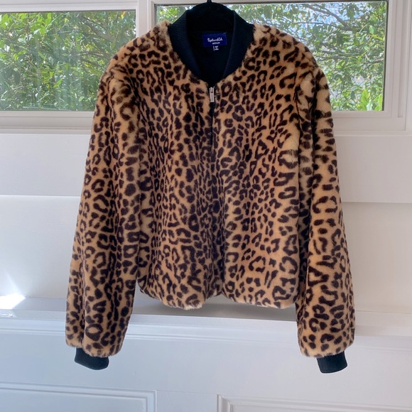 Splendid Women’s Jacket Cheetah Print Fur Bomber Jacket - size: medium - Picture 10 of 10